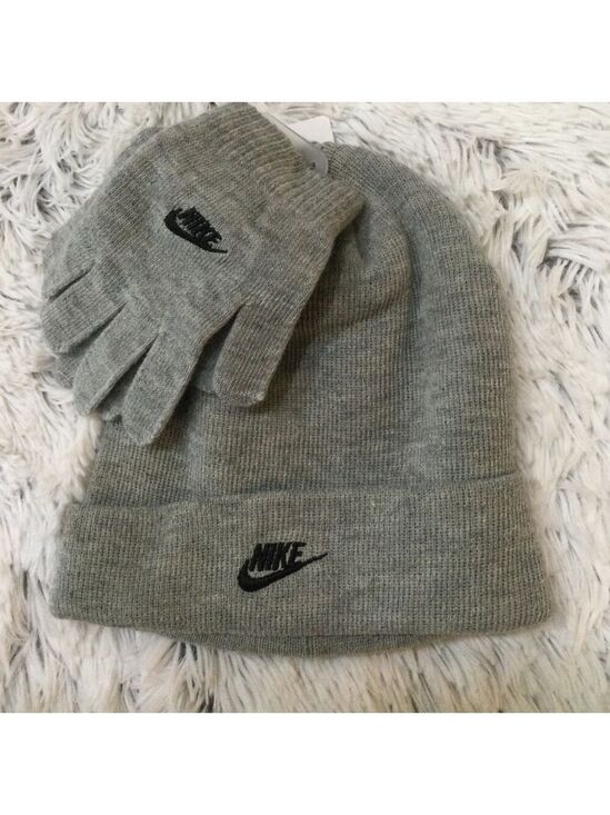 Nike Other - Nike gray with black logo hat and glove set unisex youth NWT